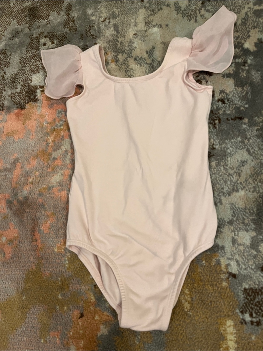 Girls' Light Pink One-Piece Bodysuit with Flutter Sleeves